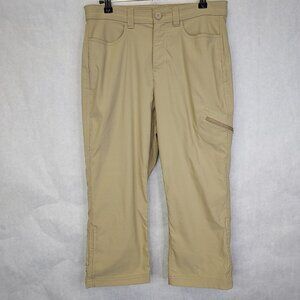 Eddie Bauer Rainier Capri Hiking Pants Women's 8 Beige Nylon Stretch Outdoor